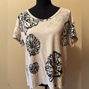 Pilcro Beige and Black Floral Tee